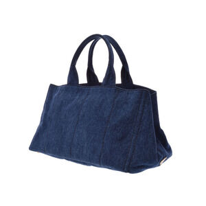 Prada Denim Tote Bag Blue Canapa Card
